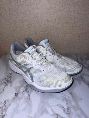 ASICS Gel-Tactic Size 8.5 White Silver Volleyball Shoes